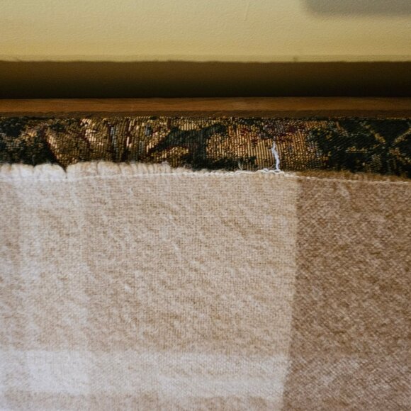 Vintage, traditional, woven wool, fringed blanket, picnic blanket, throw, browns - Picture 5 of 8